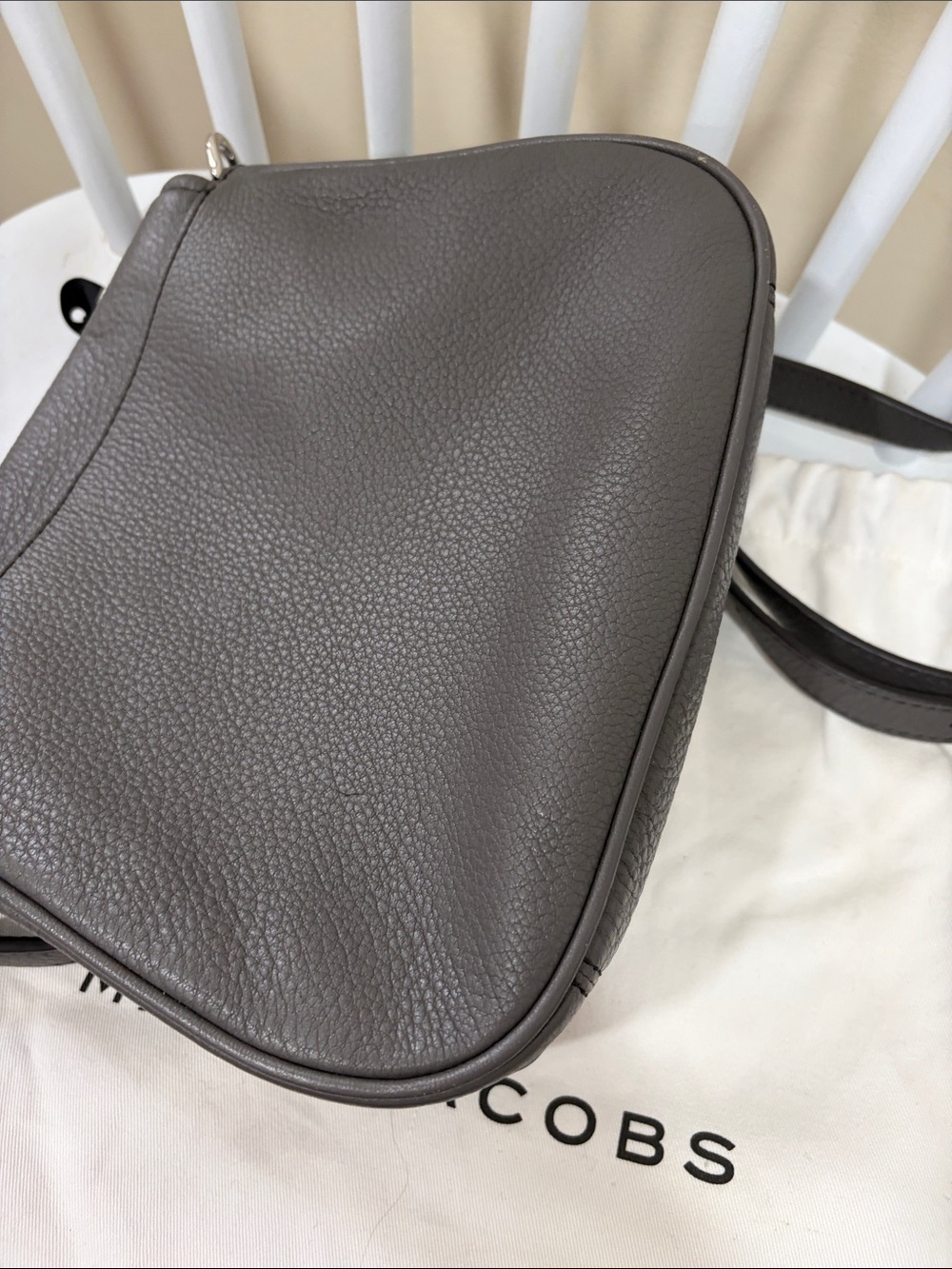 Marc Jacobs Dark Gray Pebbled Leather Saddle Crossbody - Picture 12 of 15